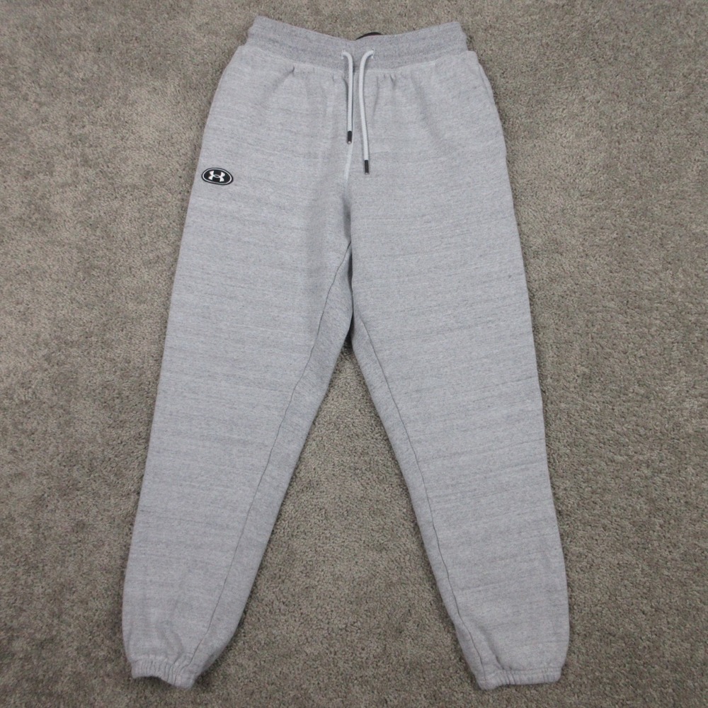 Under Armour Sweatpants Mens Small Gray Heather Joggers Comfort Gym Walking Logo - Picture 1 of 10